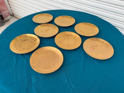 Piero Fornasetti 8 pcs of 1950s Piero Fornasetti Gilt Grande Antico Salad Anders