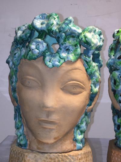 Piero Fornasetti ART DECO SPRING NYMPH GLAZED TERRACOTTA LAMPS