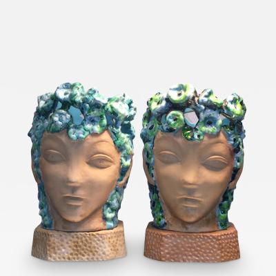 Piero Fornasetti ART DECO SPRING NYMPH GLAZED TERRACOTTA LAMPS