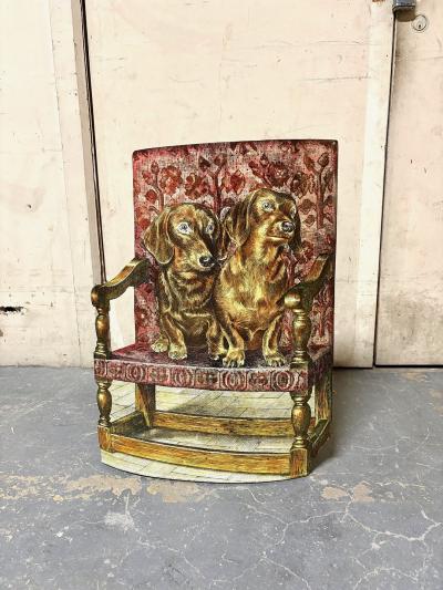 Piero Fornasetti Bassoitti Lithographically Printed and Painted Metal Umbrella Stand