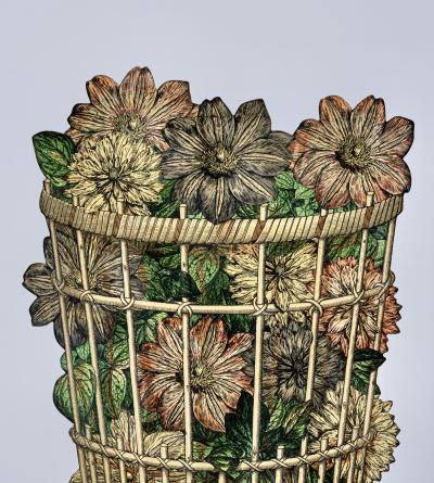 Piero Fornasetti Cesto Di Dalie Trompe Loeil Umbrella Stand by Piero Fornasetti Italy 1955