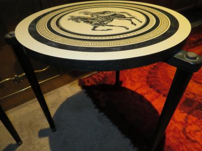 Piero Fornasetti Charming Set of 3 Piero Fornasetti Style Stack Nesting Table Mid Century Modern