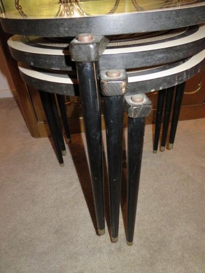 Piero Fornasetti Charming Set of 3 Piero Fornasetti Style Stack Nesting Table Mid Century Modern