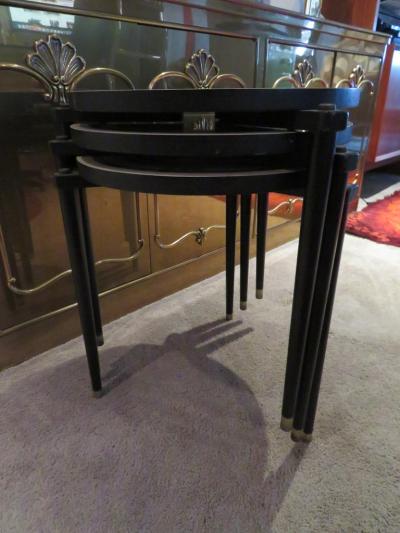 Piero Fornasetti Charming Set of 3 Piero Fornasetti Style Stack Nesting Table Mid Century Modern