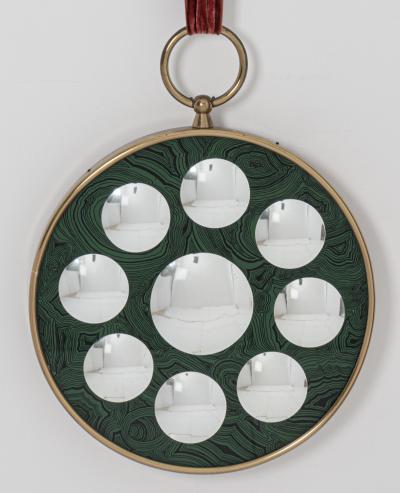 Piero Fornasetti Circular Faux Malachite Optical Wall Mirror by Piero Fornasetti Italy c 1955