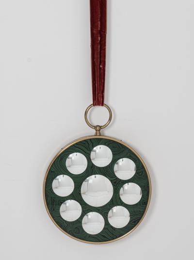 Piero Fornasetti Circular Faux Malachite Optical Wall Mirror by Piero Fornasetti Italy c 1955