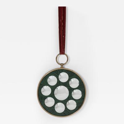 Piero Fornasetti Circular Faux Malachite Optical Wall Mirror by Piero Fornasetti Italy c 1955