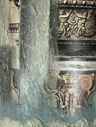 Piero Fornasetti FORNASETTI STYLE MIXED MEDIA COLUMN WALL ART