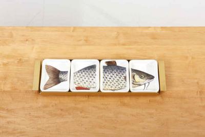 Piero Fornasetti Fornasetti Fish Bowls on a Brass Tray