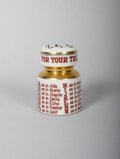 Piero Fornasetti Fornasetti paper weight with NATO phonetic alphabet with pen rest