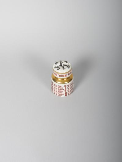 Piero Fornasetti Fornasetti paper weight with NATO phonetic alphabet with pen rest