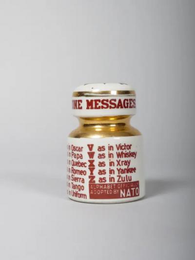 Piero Fornasetti Fornasetti paper weight with NATO phonetic alphabet with pen rest