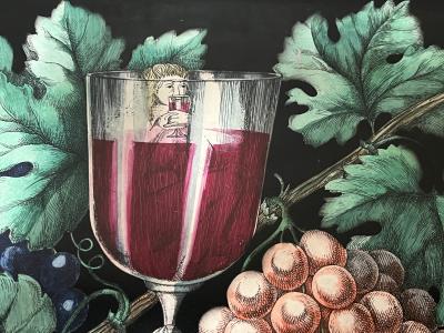 Piero Fornasetti IN VINO VERITAS LITHOGRAPHED TRAY BY PIERO FORNASETTI