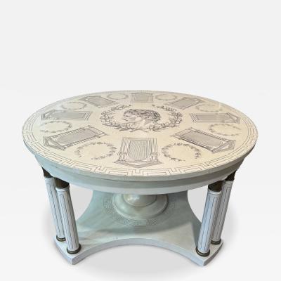 Piero Fornasetti ITALIAN LITHOGRAPHED NEOCLASSICAL DINING TABLE IN THE MANNER OF PIERO FORNASETTI