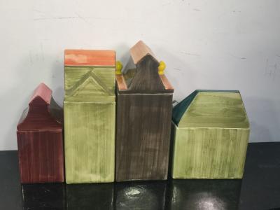 Piero Fornasetti ITALIAN MID CENTURY POTTERY FOUR BUILDINGS DESIGN KITCHEN WARE