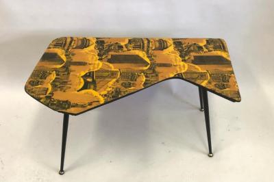 Piero Fornasetti Italian Mid Century Modern NYC Screen Print Cocktail Table Piero Fornasetti