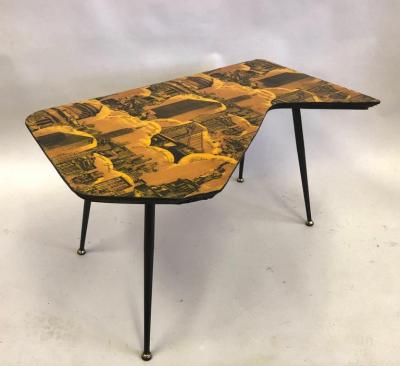 Piero Fornasetti Italian Mid Century Modern NYC Screen Print Cocktail Table Piero Fornasetti