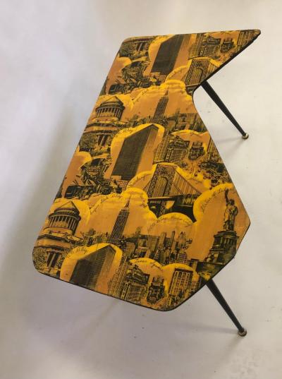 Piero Fornasetti Italian Mid Century Modern NYC Screen Print Cocktail Table Piero Fornasetti