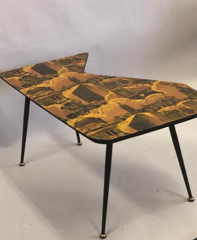 Piero Fornasetti Italian Mid Century Modern NYC Screen Print Cocktail Table Piero Fornasetti