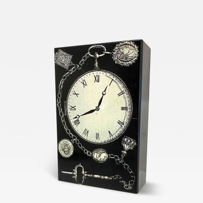 Piero Fornasetti Lacquered Wood Clock Box by Piero Fornasetti