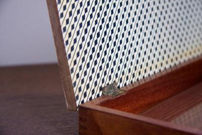 Piero Fornasetti Large Piero Fornasetti Labeled Wooden Box with Folding Lid