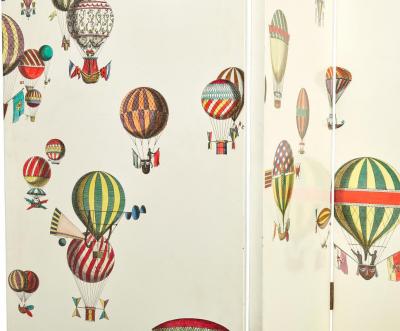 Piero Fornasetti Lithographical Transfer on Lacquered Wood Palloni Folding Screen by Fornasetti