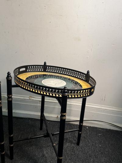 Piero Fornasetti MID CENTURY HAND PAINTED BUTLER TRAYS IN THE MANNER OF PIERO FORNASETTI