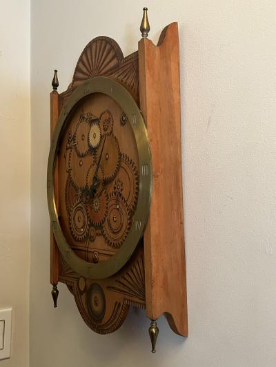 Piero Fornasetti MID CENTURY ITALIAN TROMPE DE LOEIL WOOD BRASS CLOCK STYLE OF FORNASETTI