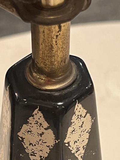 Piero Fornasetti MID CENTURY PAIR OF HARLEQUIN PATTERN OBELISK LAMPS IN THE MANNER OF FORNASETTI