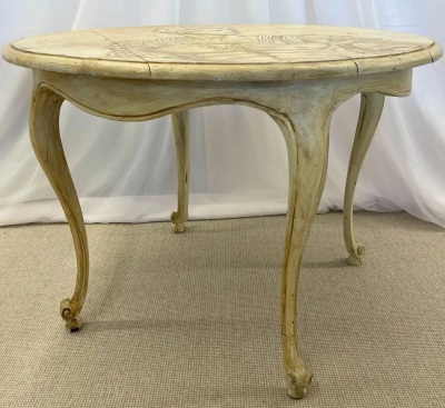 Piero Fornasetti Mid Century Modern Hand Painted Italian Center Table Fornasetti Style