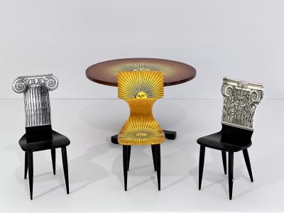 Piero Fornasetti Miniature Prototype Sole Table Chairs Set by Piero Fornasetti