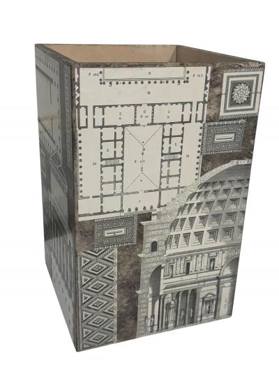 Piero Fornasetti PIERO FORNASETTI STYLE CLASSICAL ARCHITECTURE DECORATED 4 SIDED RECEPTABLE