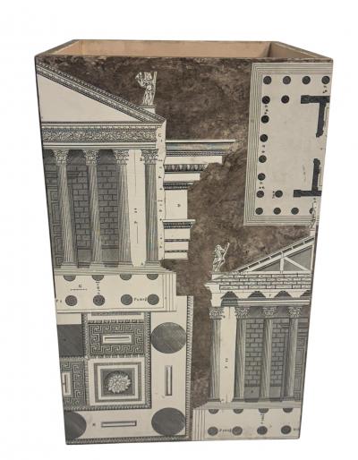 Piero Fornasetti PIERO FORNASETTI STYLE CLASSICAL ARCHITECTURE DECORATED 4 SIDED RECEPTABLE