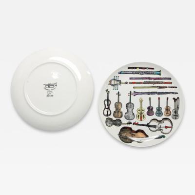 Piero Fornasetti Pair of Italian Fornasetti Musical Instrument Themed Plates