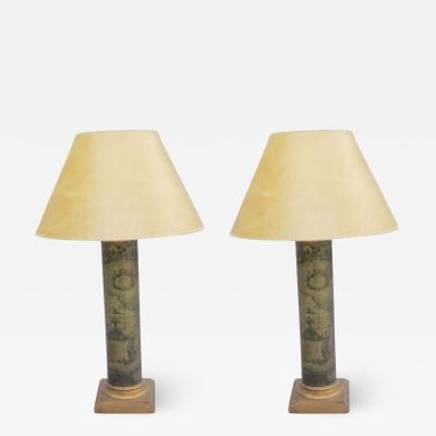 Piero Fornasetti Pair of Italian Mid Century Modern Table Lamps in the Style of Piero Fornasetti