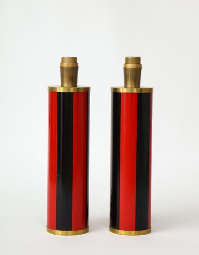 Piero Fornasetti Pair of lacquered metal lamps by Piero Fornasetti