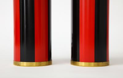 Piero Fornasetti Pair of lacquered metal lamps by Piero Fornasetti