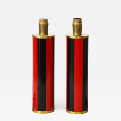 Piero Fornasetti Pair of lacquered metal lamps by Piero Fornasetti