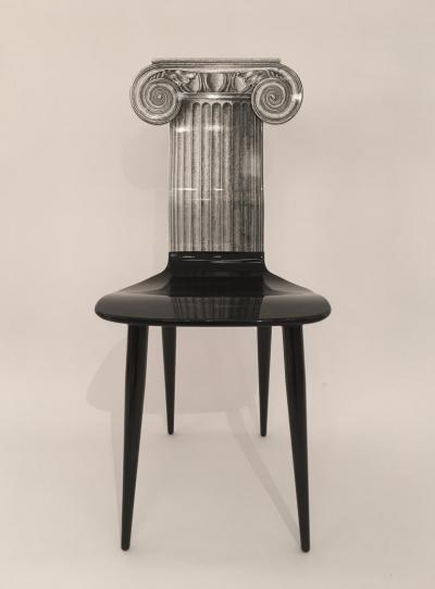 Piero Fornasetti Piero Fornasetti Capitello Ionico Chair in Black and White Italy circa 2006