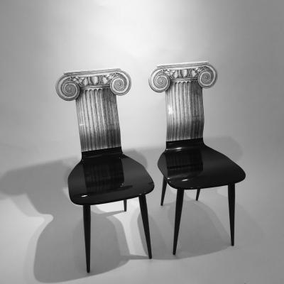 Piero Fornasetti Piero Fornasetti Capitello Ionico Chair in Black and White Italy circa 2006