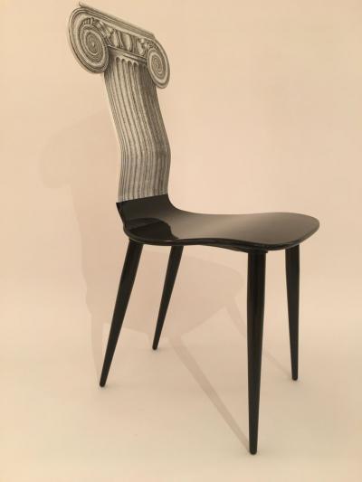 Piero Fornasetti Piero Fornasetti Capitello Ionico Chair in Black and White Italy circa 2006