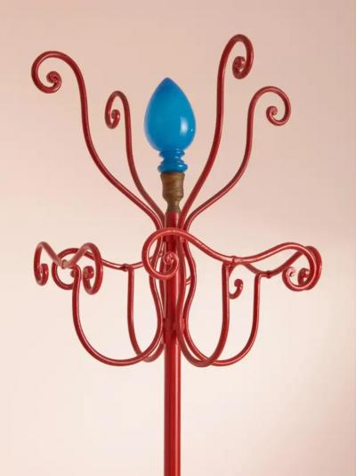 Piero Fornasetti Piero Fornasetti Coat Stand Made of Painted Wrought Iron Opaline Glass Brass