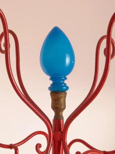 Piero Fornasetti Piero Fornasetti Coat Stand Made of Painted Wrought Iron Opaline Glass Brass