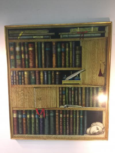 Piero Fornasetti Piero Fornasetti Ornate Book Case Lithograph