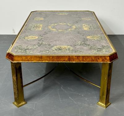 Piero Fornasetti Piero Fornasetti Style Italian Coffee Cocktail Table Bronze Burlwood 1940s
