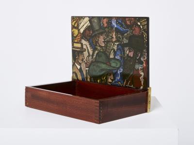 Piero Fornasetti Piero Fornasetti mahogany painted wood box 1950