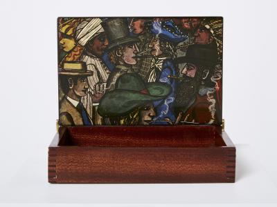 Piero Fornasetti Piero Fornasetti mahogany painted wood box 1950