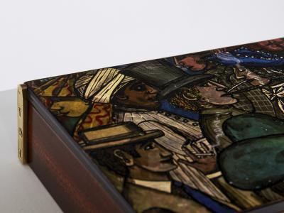 Piero Fornasetti Piero Fornasetti mahogany painted wood box 1950