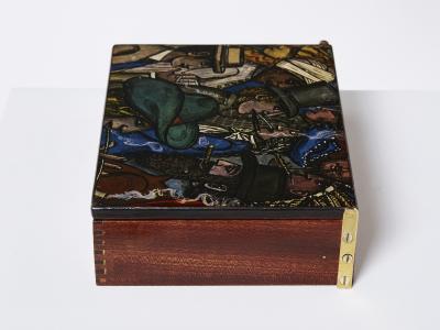 Piero Fornasetti Piero Fornasetti mahogany painted wood box 1950