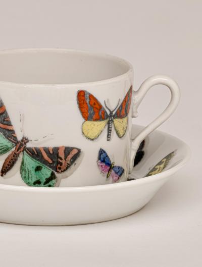 Piero Fornasetti Set of Farfalle Butterflies Cups and Saucers by Piero Fornasetti Italy 1955